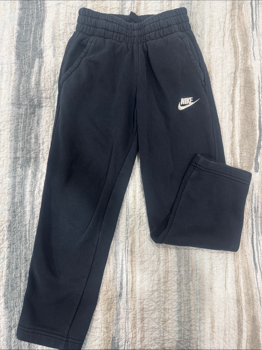 Nike Black Kids Fleece Joggers with White Swoosh